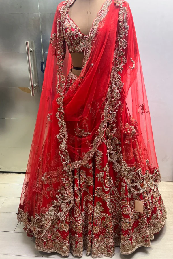Dolly J Regal Red Dolly J Bridal Lehenga - Image 3