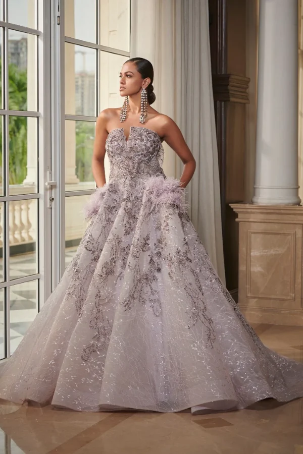 Dolly J Pale Mauve Tulle Gown - Image 4