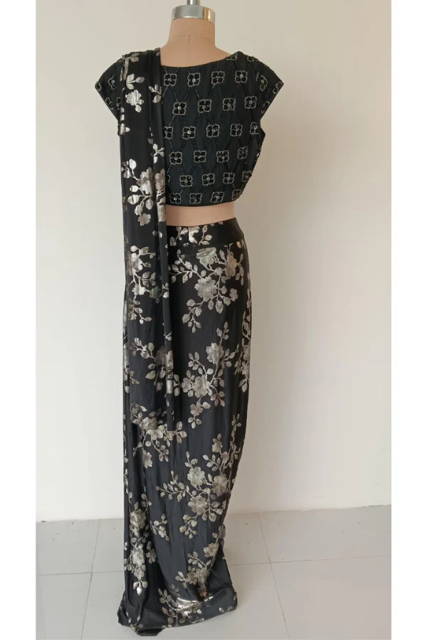 Draped floral Dhoti Saree - Image 4