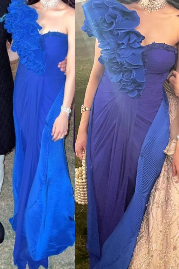 Draped ruffle gown with pallu