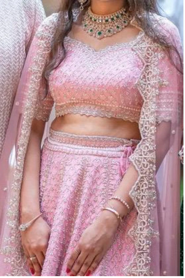 Dreamy Pink Embellished lehenga set - Image 2