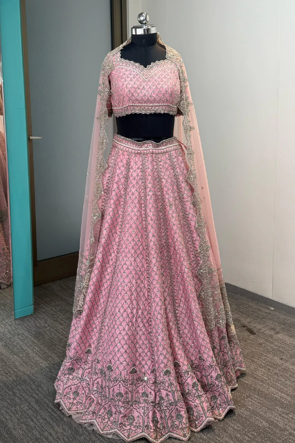 Dreamy Pink Embellished lehenga set - Image 3