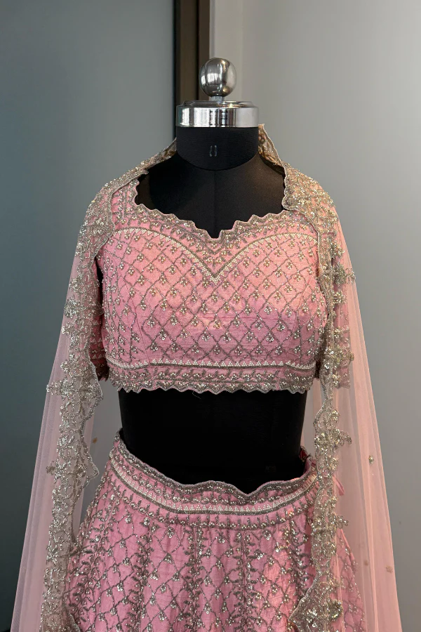 Dreamy Pink Embellished lehenga set - Image 5
