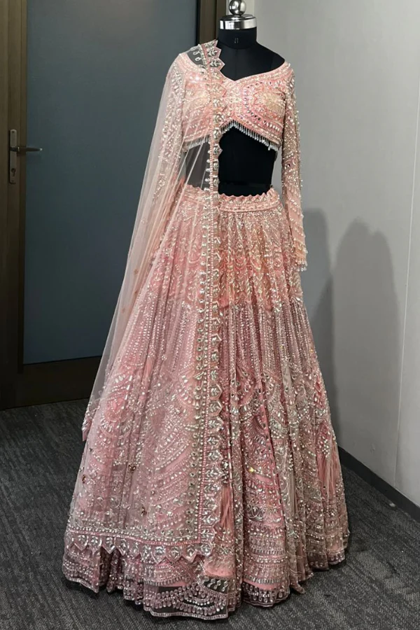 Dusty Pink embroidered lehenga set - Image 3