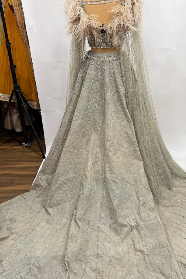 EJAAZ COUTURE GREY LEHENGA SET - Image 4