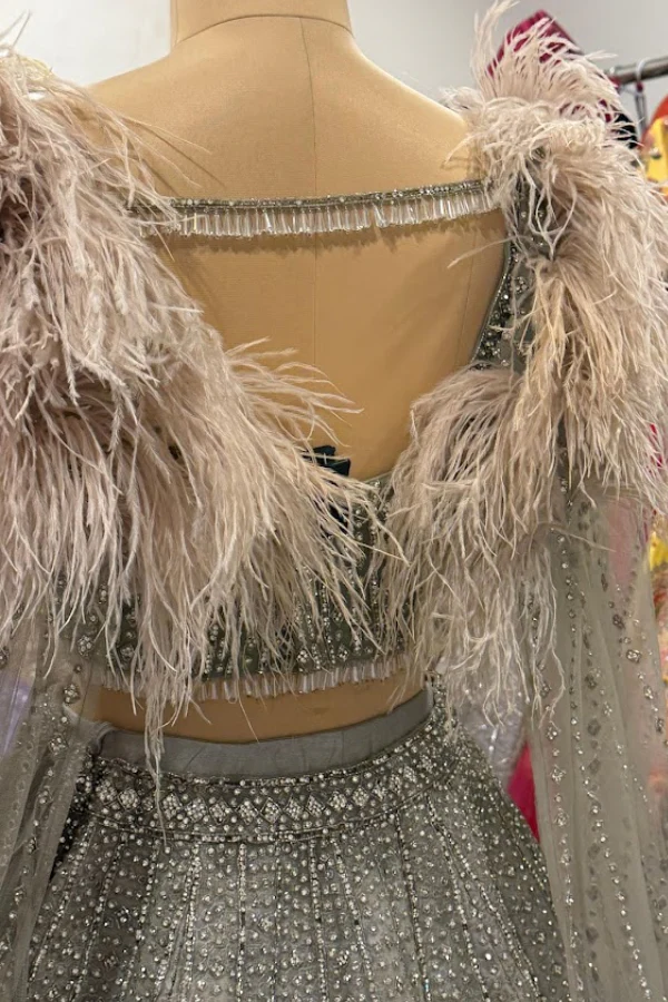 EJAAZ COUTURE GREY LEHENGA SET - Image 5