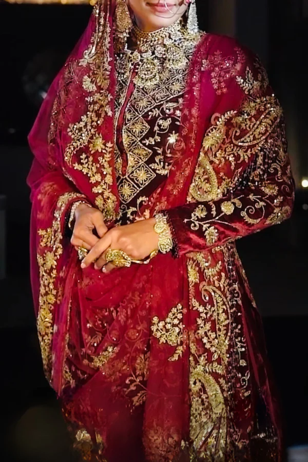 Ejaaz Couture Wine embroidered sharara set - Image 2