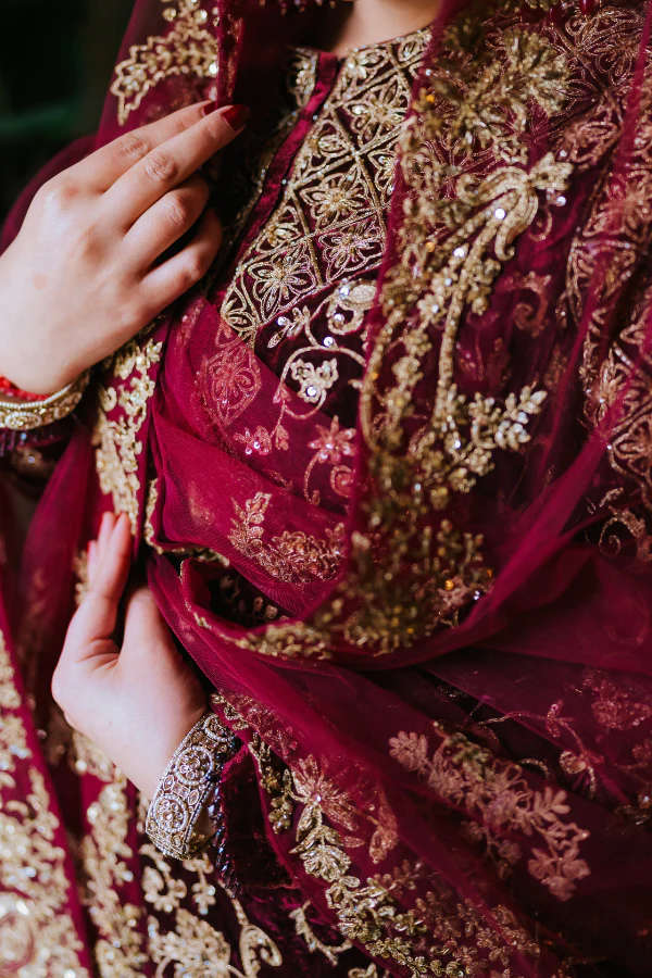 Ejaaz Couture Wine embroidered sharara set - Image 3