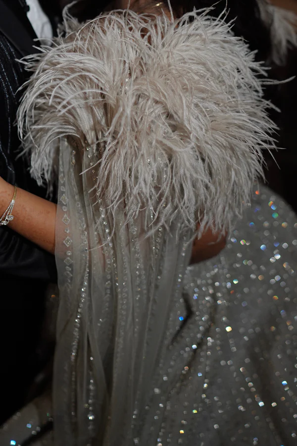 Ejaaz embellished lehenga with feathered cape - Image 6