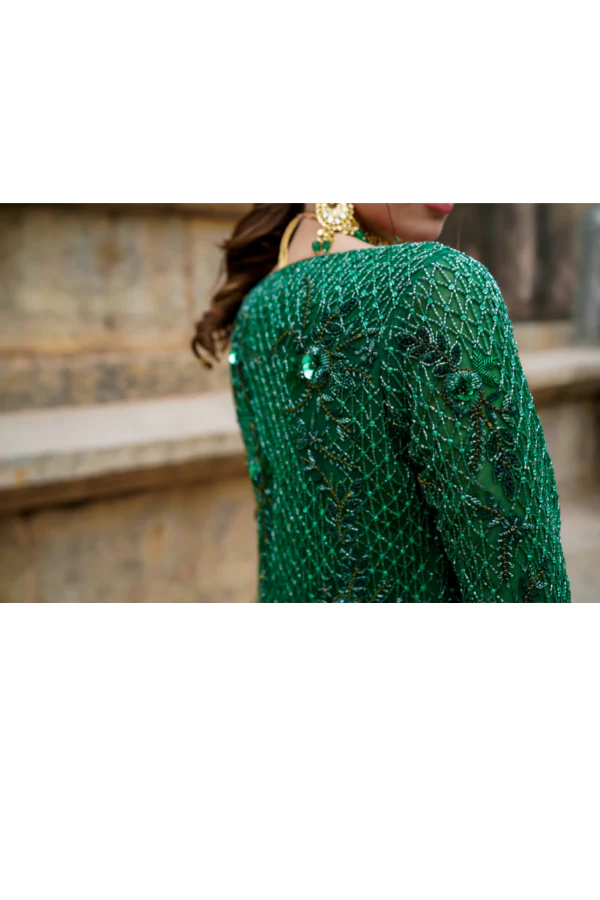 EMBELLISHED EMERALD GREEN SHARARA SET - Image 4