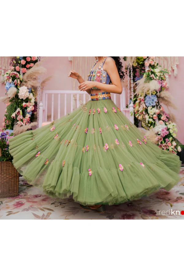 Papa Don't Preach Embellished Lehenga Set - Image 3