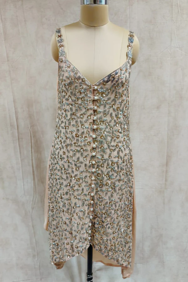 Embellished Peach Kurta Set - Image 3