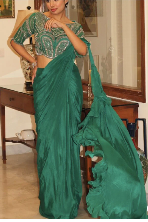 Embellished pre stitched saree