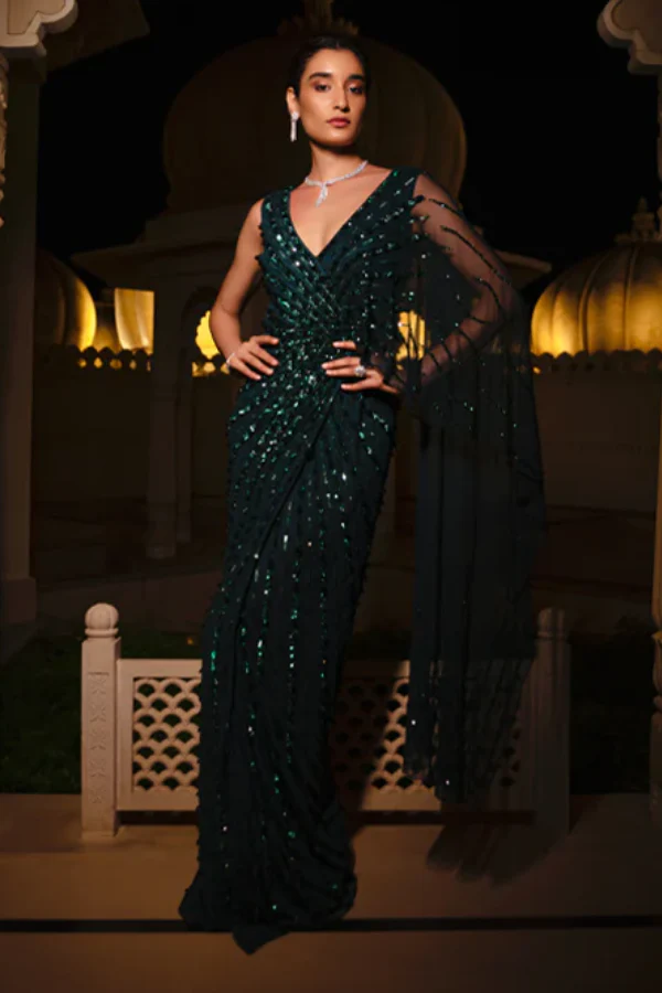 embellished Saree Gown