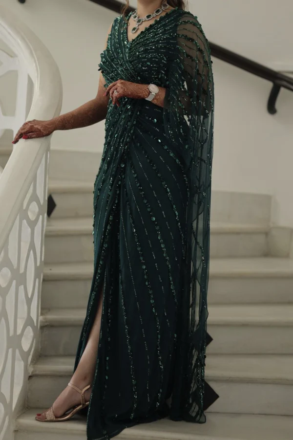 embellished Saree Gown - Image 4