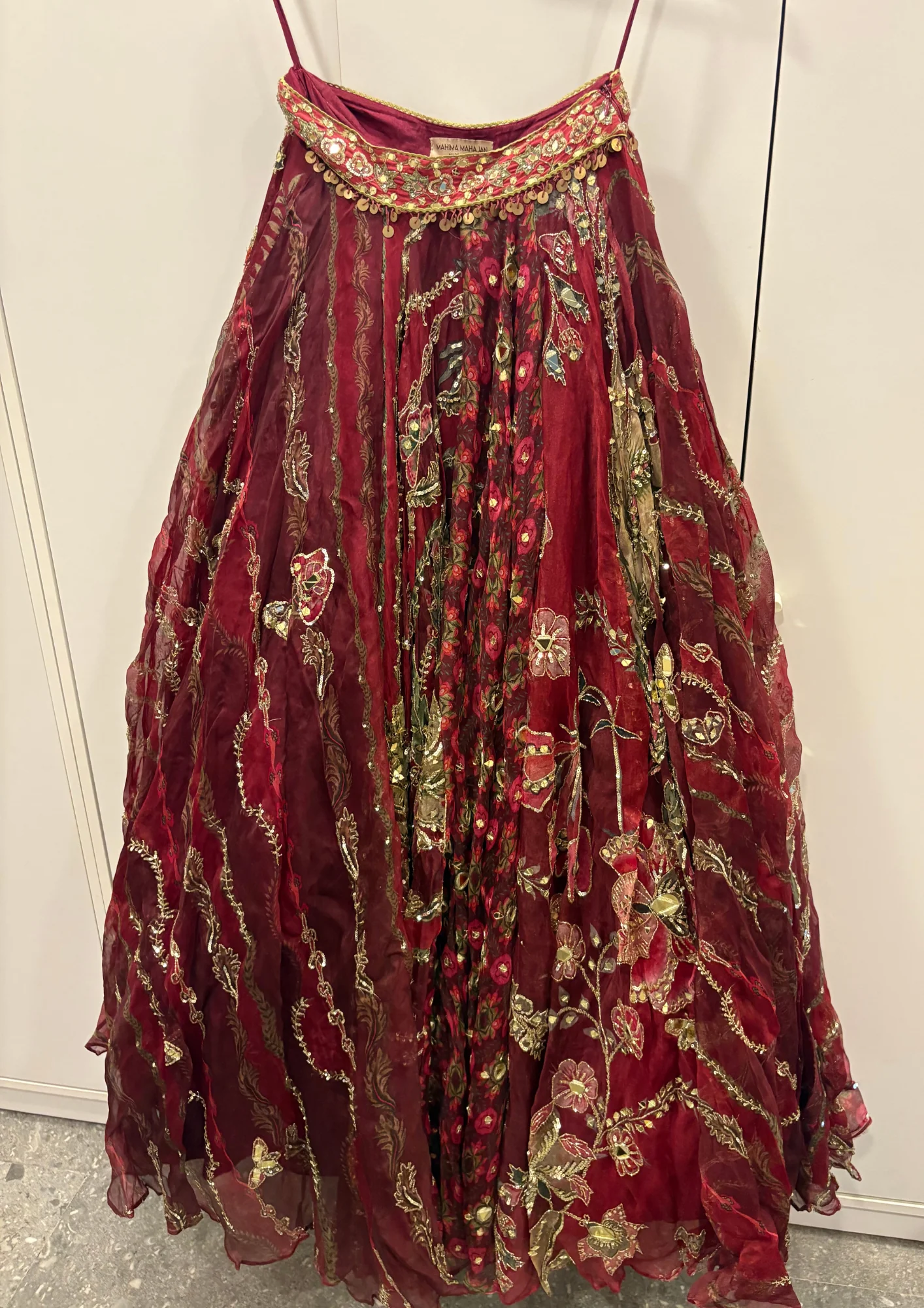 Mahima Mahajan Embroidered Wine Red Lehenga Set - Image 4