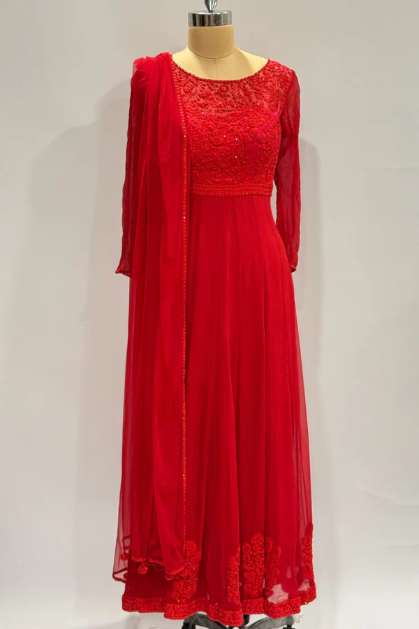 Ensemble Red Anarkali Set - Image 4
