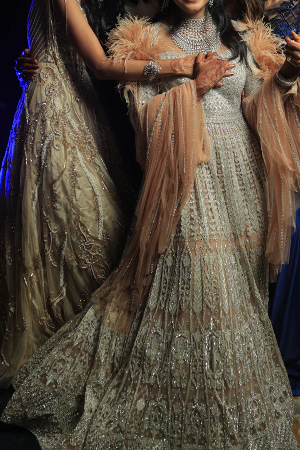 Falguni Shane Peacock beige embellished Anarkali set - Image 2