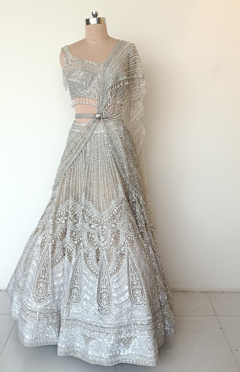 Falguni Shane Peacock Hand-Embellished Lehenga - Image 3