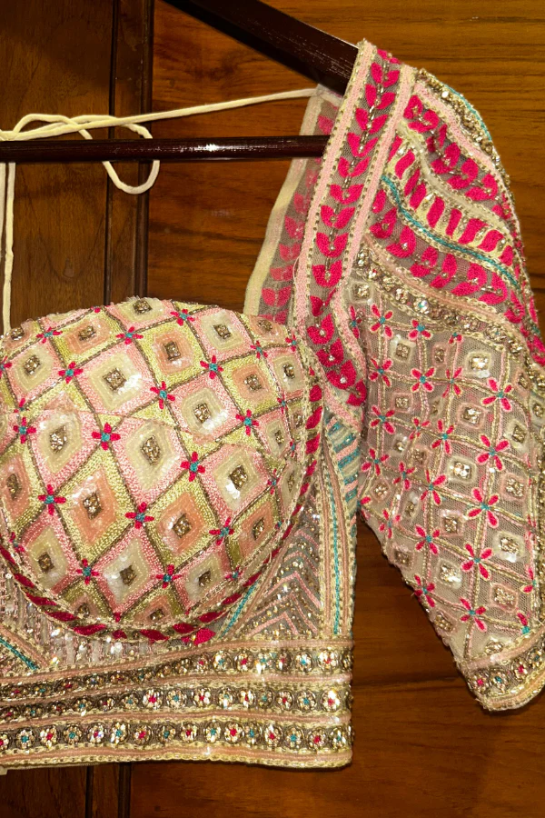 Falguni Shane peacock pink & blue lehenga set - Image 4