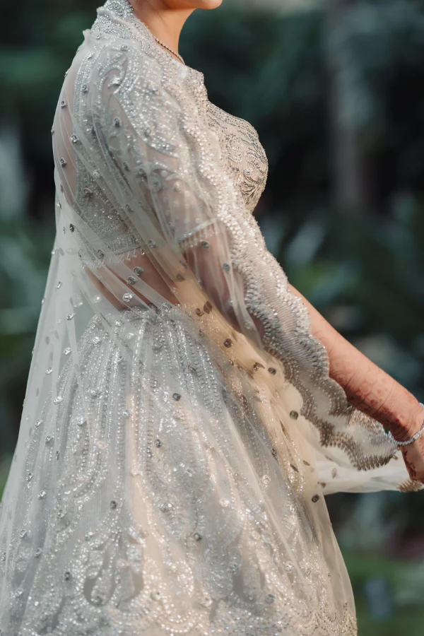 Falguni Shane Peacock Silver foil work Lehenga - Image 4