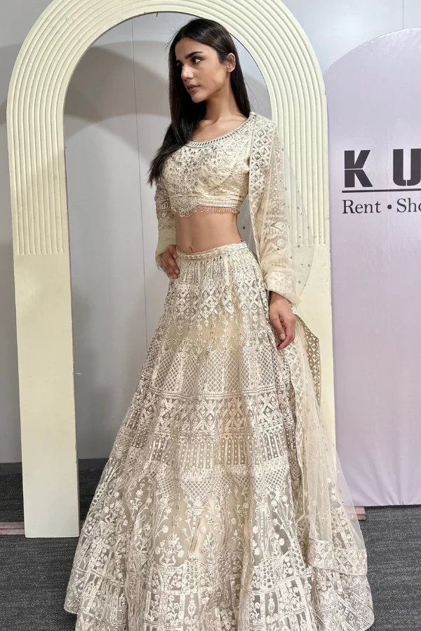 Falguni Shane Peacock yellow lehenga - Image 3