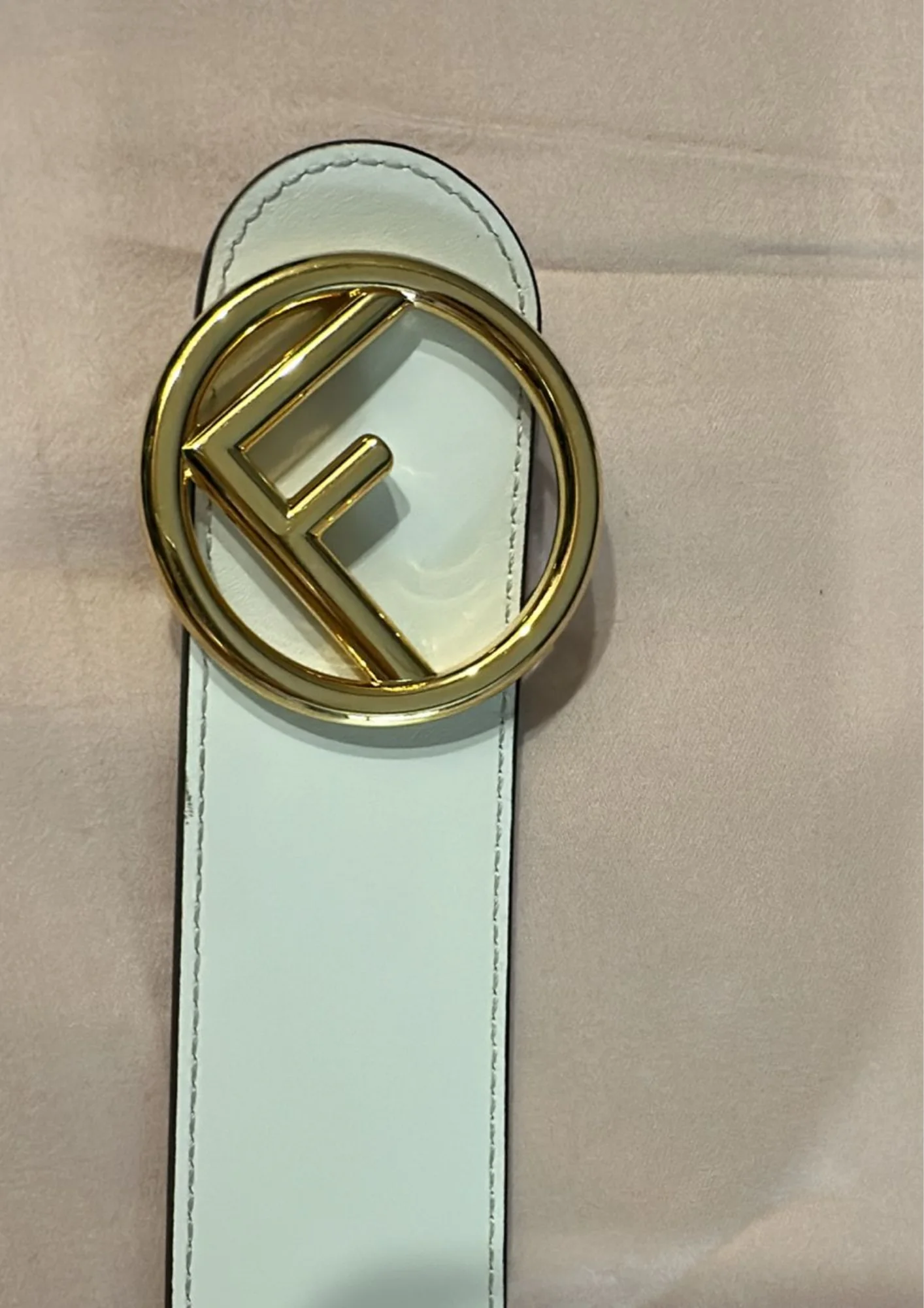 Fendi Caramel/White Leather F Reversible Belt - Image 4