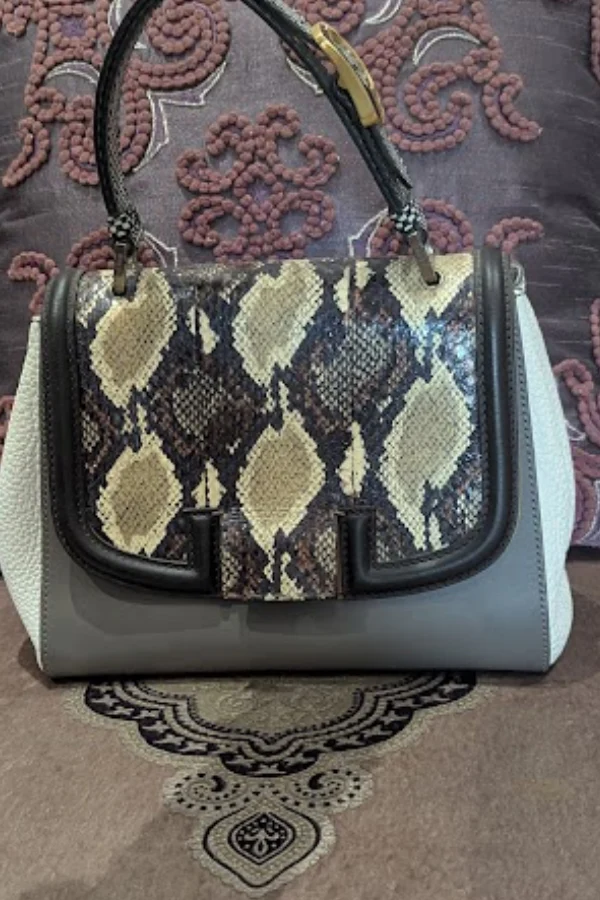 Fendi Multicolor Leather and Python Silvana Top Handle Bag - Image 2