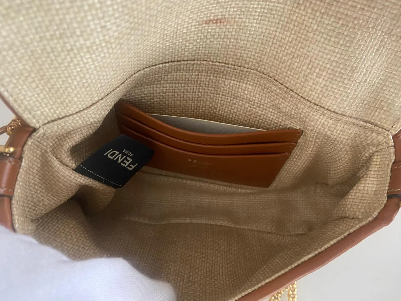 Fendi Raffia Vitello King Lucido FF Embroidered Baguette - Image 16