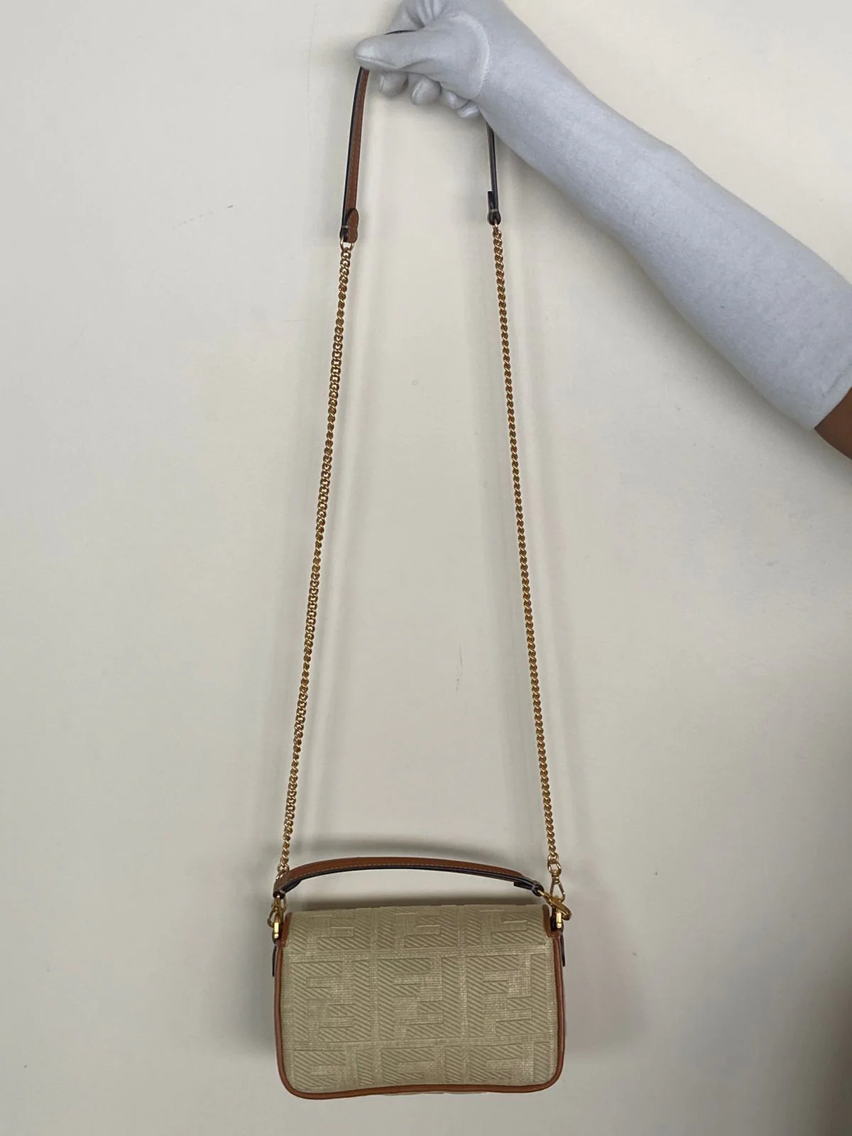 Fendi Raffia Vitello King Lucido FF Embroidered Baguette - Image 7