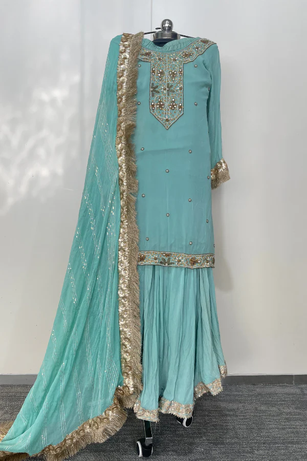 Firozi Blue sharara set - Image 3