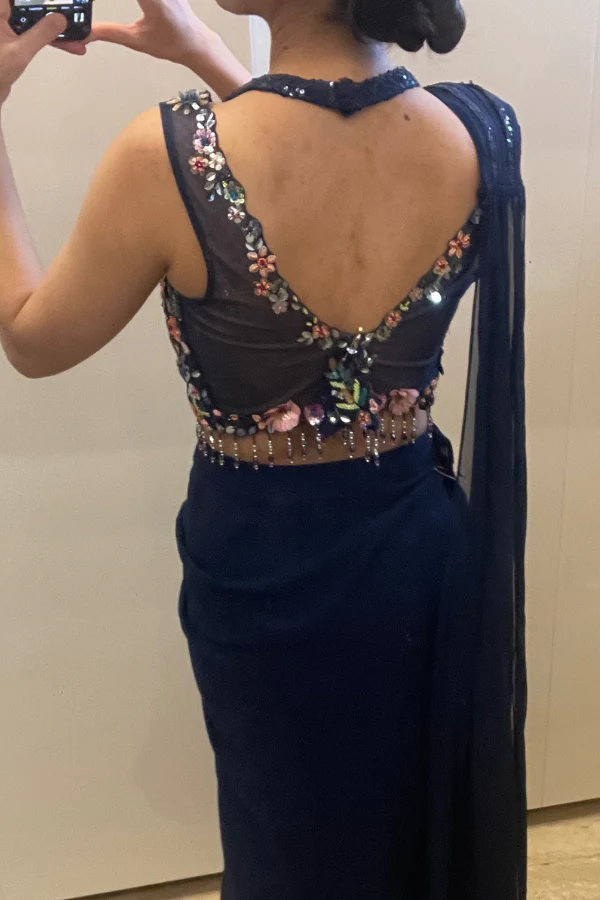 Floral embellished drape saree - Image 4