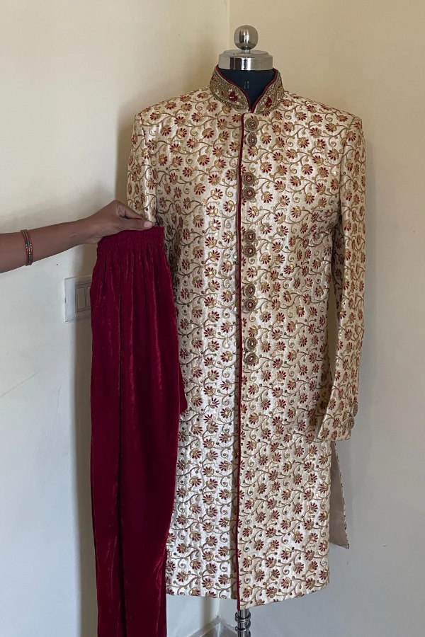 Floral embroidered sherwani - Image 3