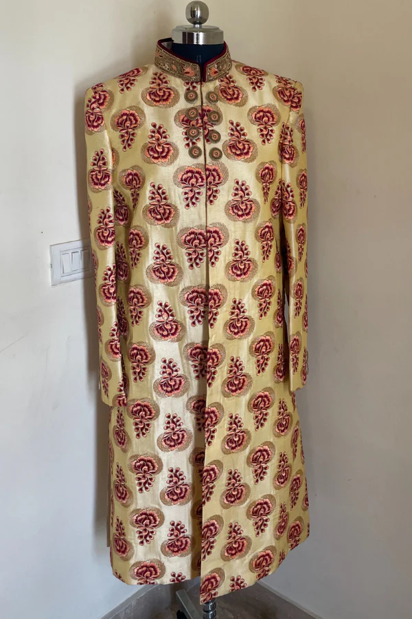 Floral printed sherwani