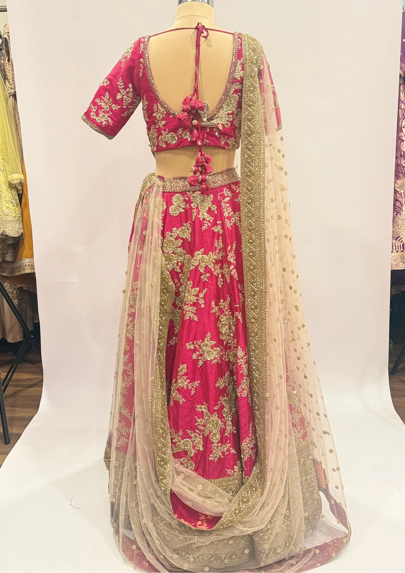 Sabyasachi Floral Zardozi Embroidered Lehenga Set - Image 3