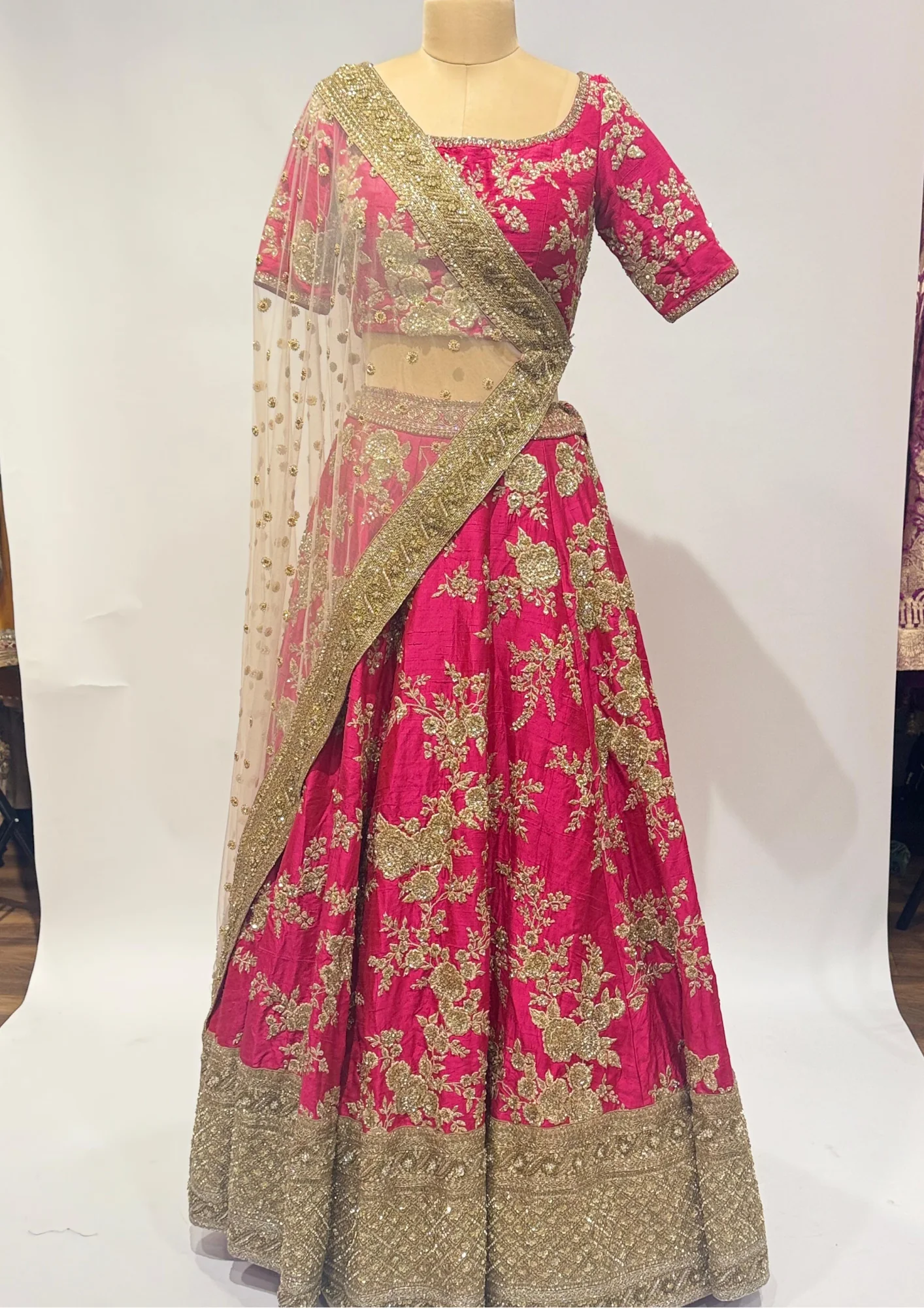 Sabyasachi Floral Zardozi Embroidered Lehenga Set - Image 4