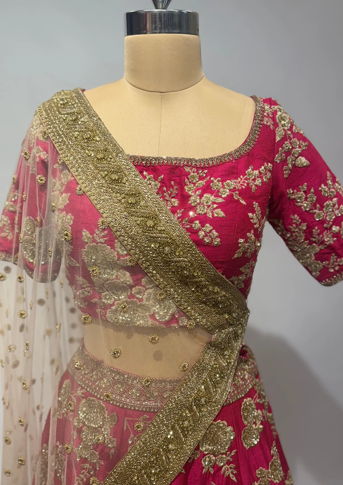 Sabyasachi Floral Zardozi Embroidered Lehenga Set - Image 5