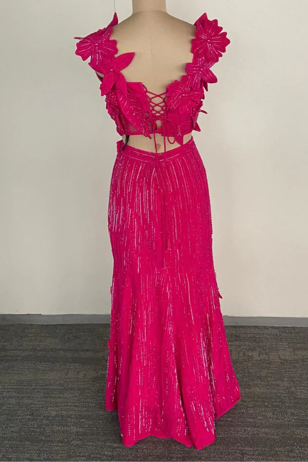 Fuchsia Bloom Fishcut lehenga set - Image 6