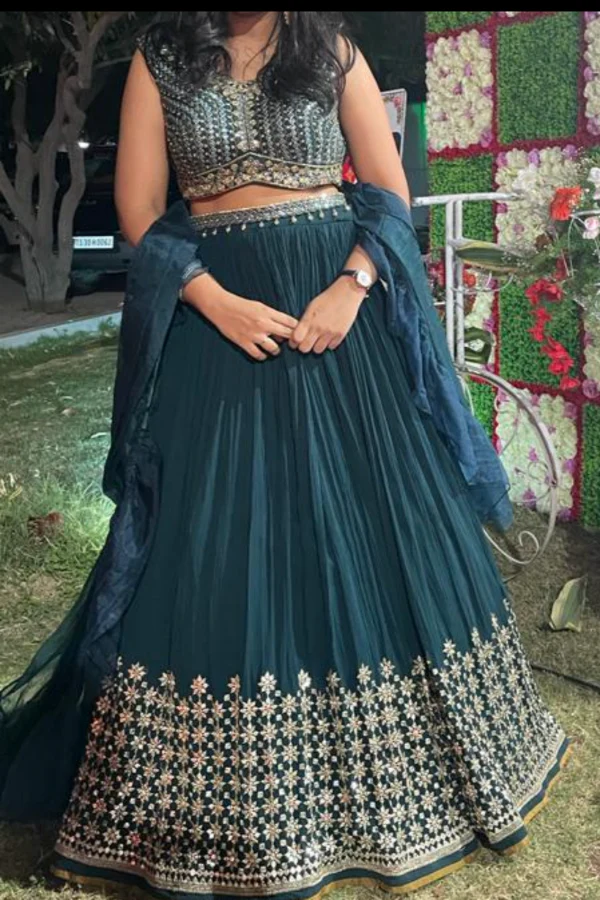 Belted blue lehenga set - Image 2