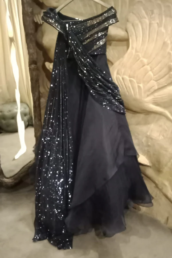 Gaurav Gupta Sequin Sculpted Saree Lehenga - Image 3