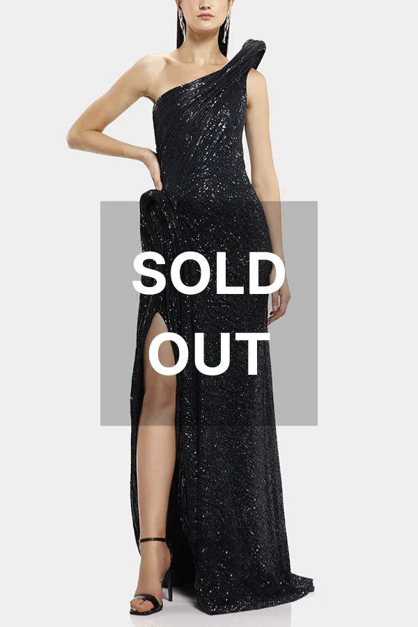 Gaurav Gupta black sequin embellished gown