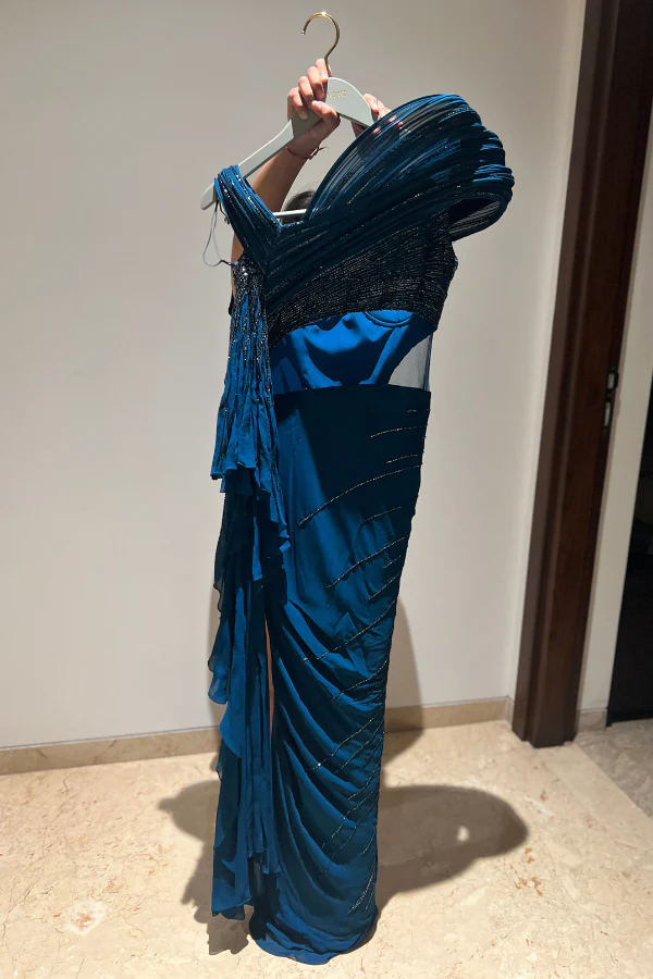 Gaurav Gupta Blue drape saree - Image 3