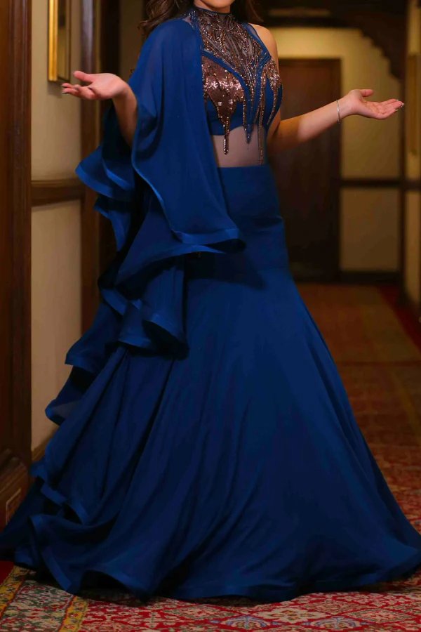 Gaurav Gupta blue lehenga sari