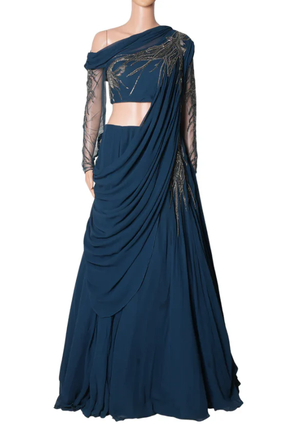 Gaurav Gupta Blue Sculpted Lehenga - Image 2