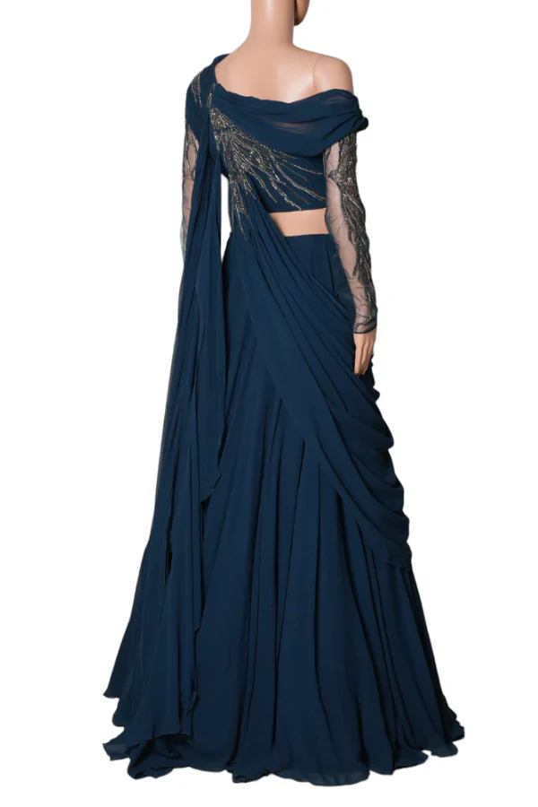 Gaurav Gupta Blue Sculpted Lehenga - Image 5