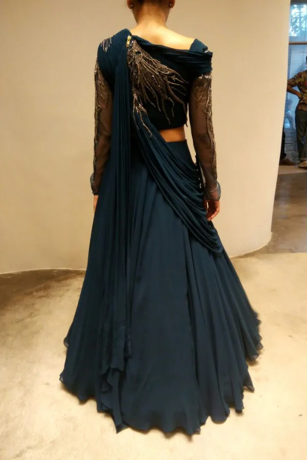 Gaurav Gupta Blue Sculpted Lehenga - Image 6