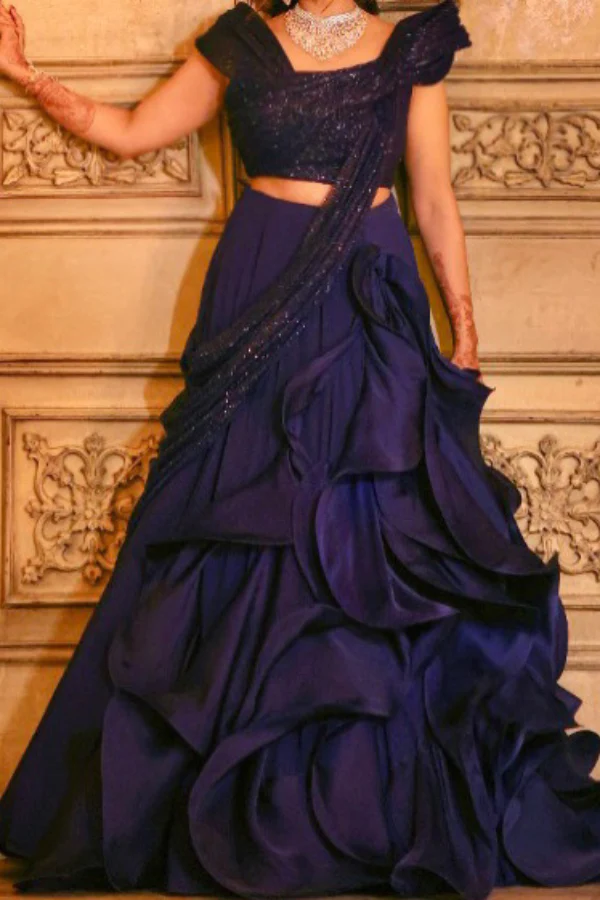 Gaurav Gupta Blue structured lehenga
