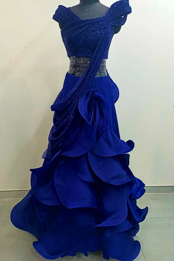 Gaurav Gupta Blue structured lehenga - Image 3