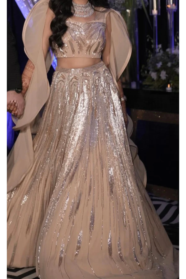 Gaurav Gupta champagne lehenga with ruffles