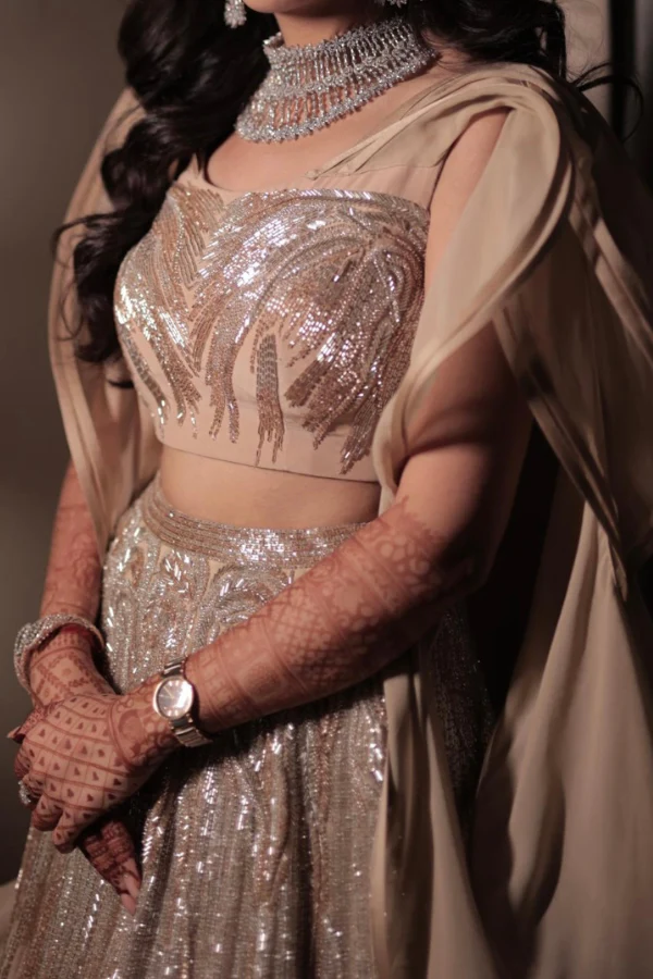 Gaurav Gupta champagne lehenga with ruffles - Image 3